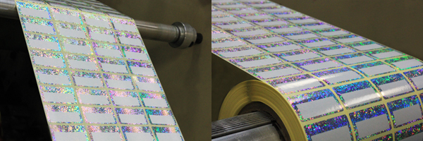 Etiquettes printing team producing holographic labels for Venture Photography
