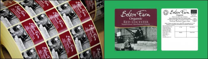 Printed labels for Belton Farm Organic Cheese Etiquette Label Printers manufacture Printed Labels for Organic produce