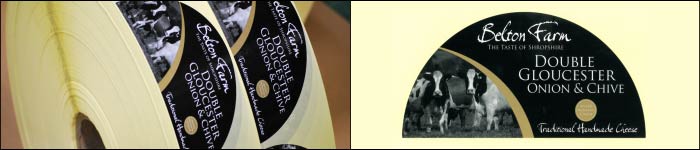 Etiquette label printers produce printed self adhesive labels for Belton Farm Printed food labels for Cheese producer Belton Farm