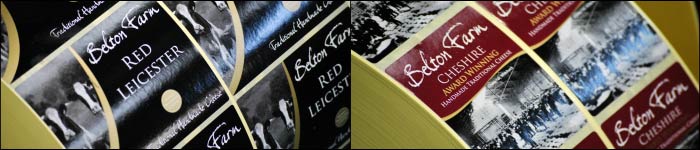 Etiquette label printers produce printed labels for Cheese manufacturers Belton Farms Belton farms cheese printed self adhesive labels from Etiquette label printers