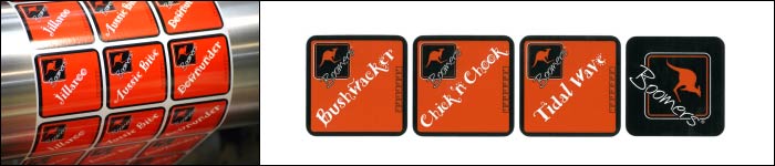 The expert label printers at leading label suppliers Etiquette produce sandwich labels for the Downunder Cafe Boomers printed sandwich labels from label printers Etiquette