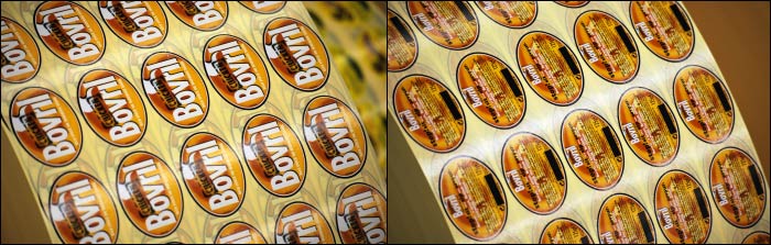 Bovril chicken flavoured printed labels from Etiquette Label printers