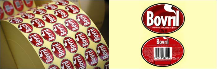 Bovril printed self adhesive labels from the expert label printers Bovril Labels by Etiquette