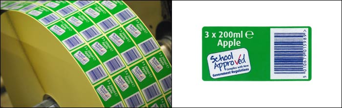 Etiquette printed labels for Calypso Apple juice Calypso apple juice labels from the expert label printers