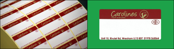 Carolines Bakery label printing from Etiquette Printed labels for Carolines Bakery