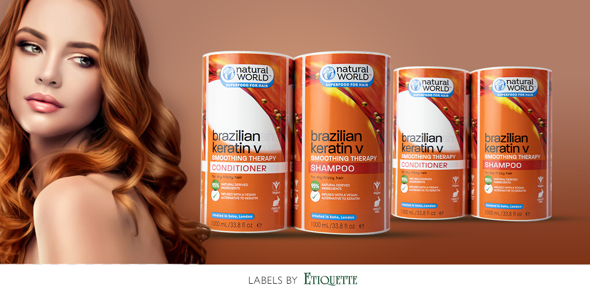 keratin shampoo labels, conditioner labels, self adhesive labels