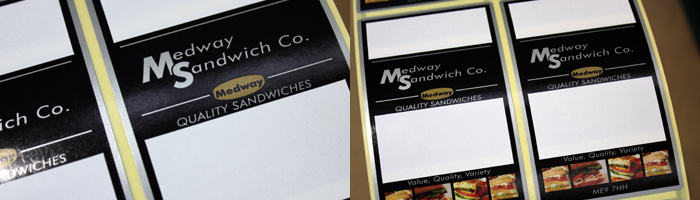 Printed labels for Medway Sandwich Co.