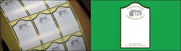 Printed labels from Etiquette Label Printers Etiquette's label printing team has produced printed labels for Farmhouse Sandwiches