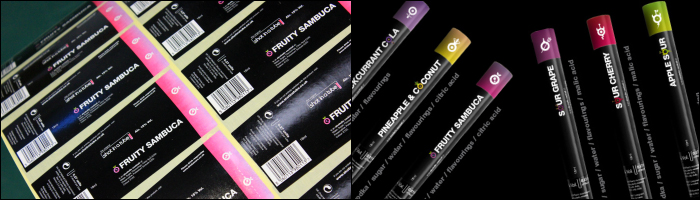 New printed labels for Shot in a Tube  Label printing for the Original Shot in a tube