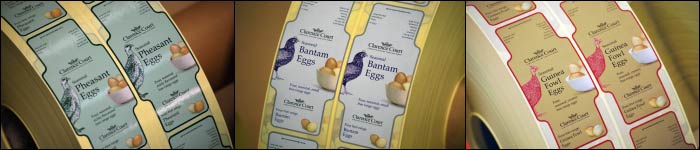 Etiquette label printers have created beautifully printed labels for the Clarence Court Pheasant Egg range Clarence Court printed self adhesive labels