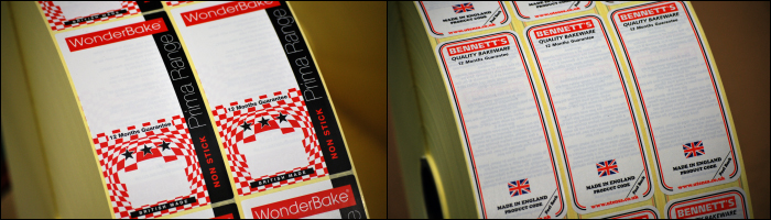 Labels with printing on the adhesive face from Etiquette Label printing on the adhesive side for Utensa Bakeware