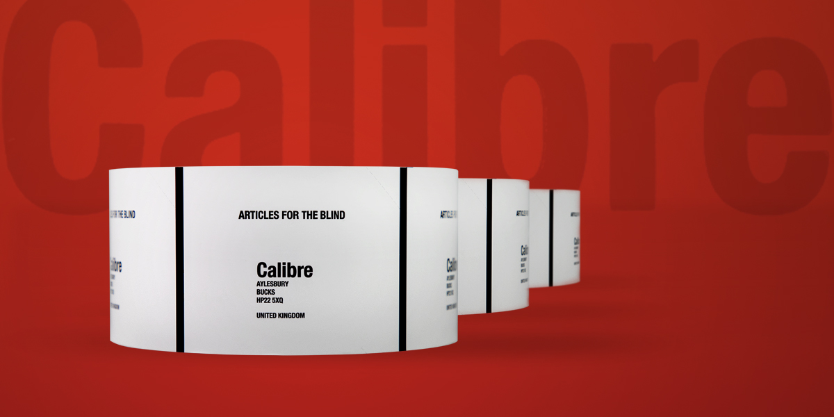 Crate Cards for Calibre Audio Library - produced by Etiquette Labels, UK Experts in Labels and Labelling