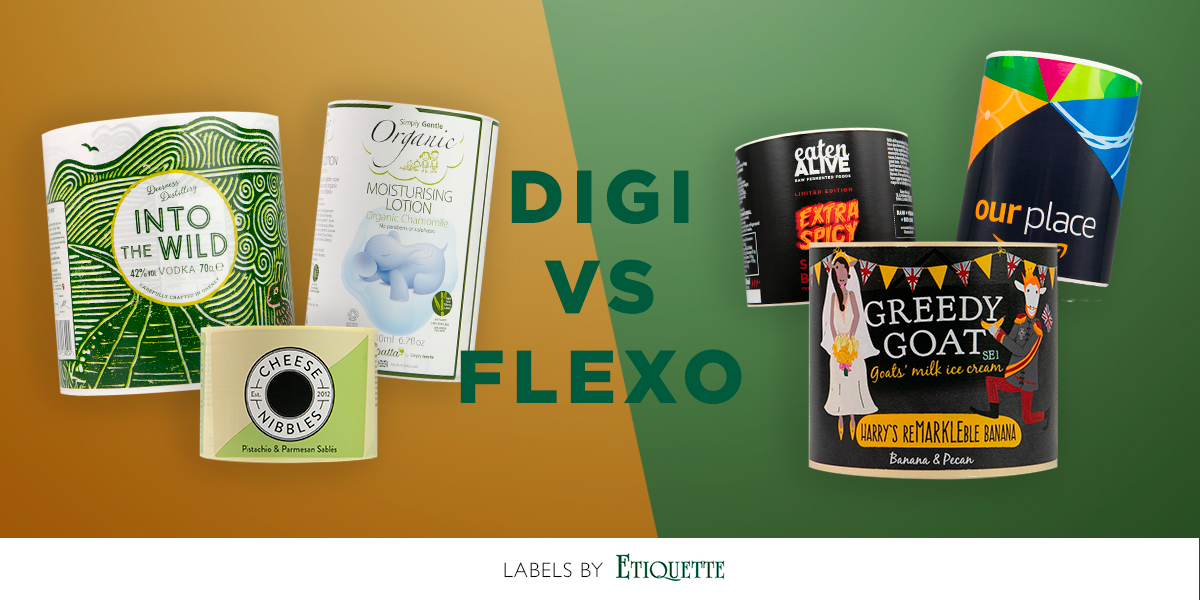 Digital printing method and flexographic printing method comparison