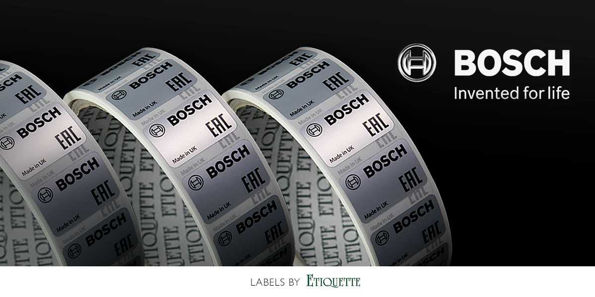 New Silver Polyester Labels Bosch